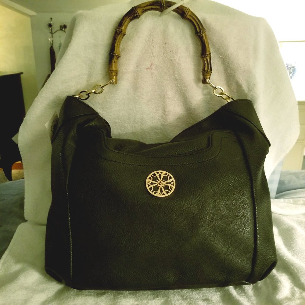 Faux Leather Bamboo Hobo Shoulder Bag NEW!